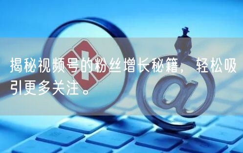 揭秘视频号的粉丝增长秘籍，轻松吸引更多关注。
