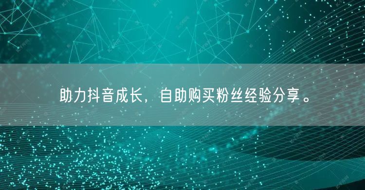 助力抖音成长，自助购买粉丝经验分享。